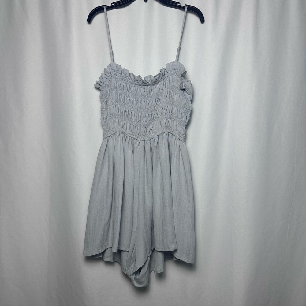 Mable Dusty Blue Smocked Romper sz M
